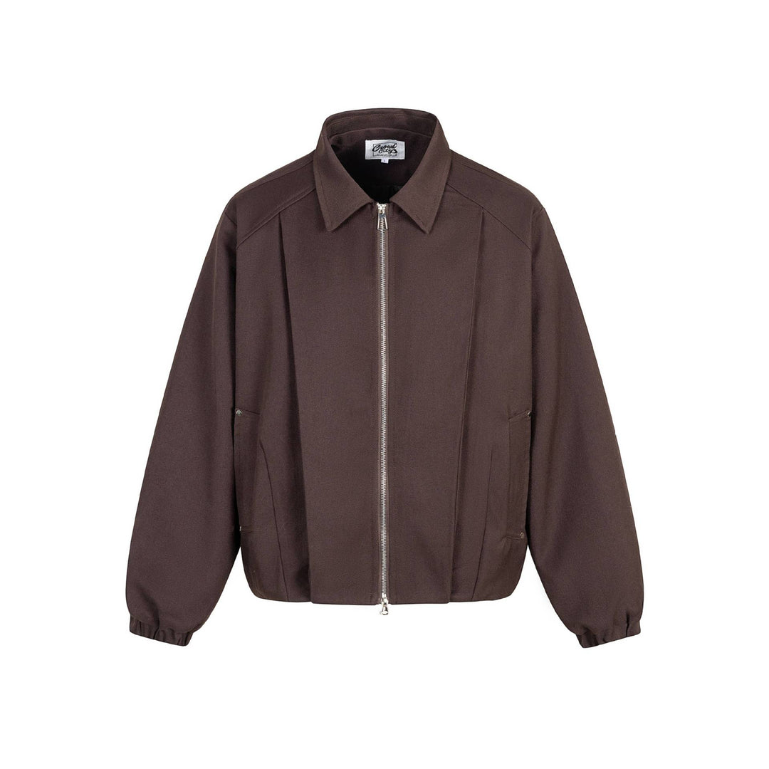 Unisex Boxy-Short Jacket with Shirt Collar, Two-Way Metal Zipper, and Elastic Hem Mune Fashion