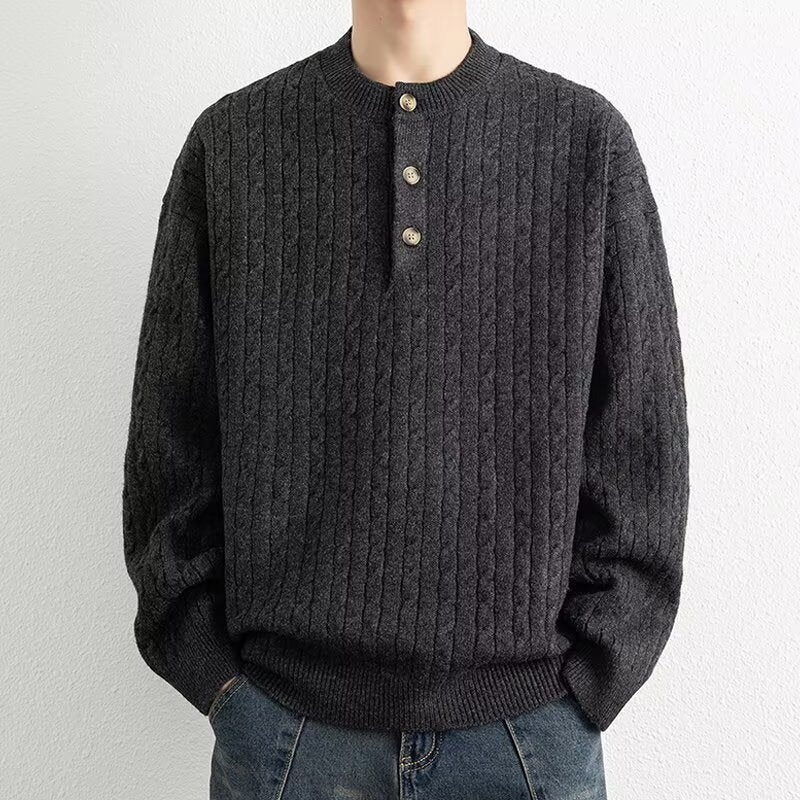 Men's chunky knit sweater with button placket Mune Fashion 1787964769
