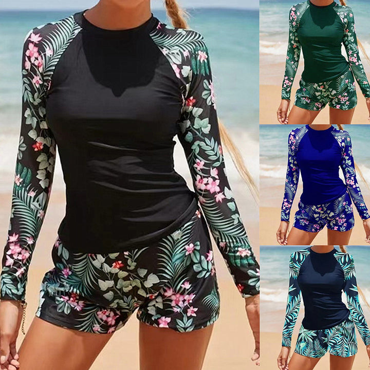 Women's UV Protection Rashguard Set with Floral Design Mune Fashion