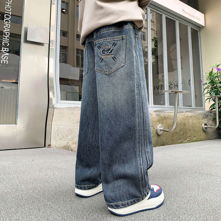 Women's wide denim pants with low waistband Mune Fashion
