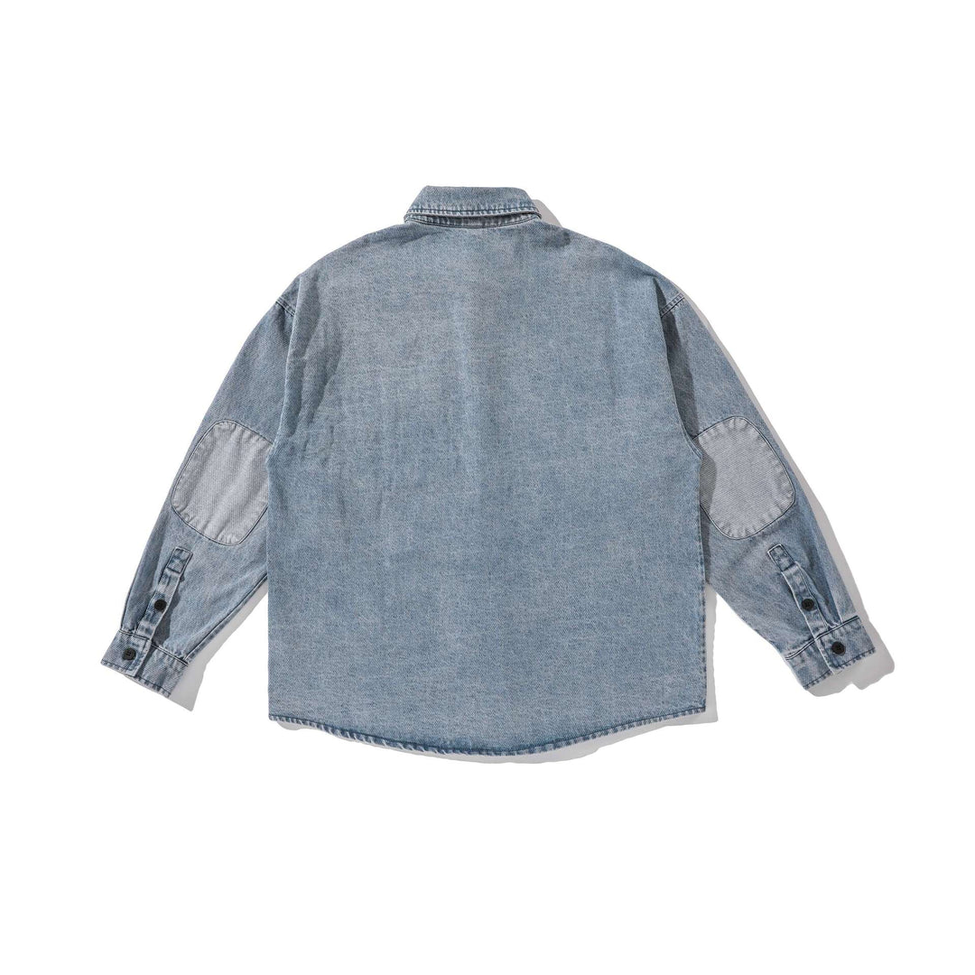 Men's overshirt made of washed denim with rounded hem Mune Fashion