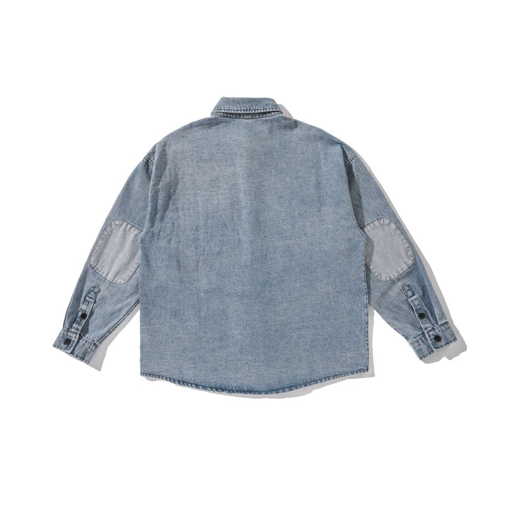 Men's overshirt made of washed denim with rounded hem Mune Fashion