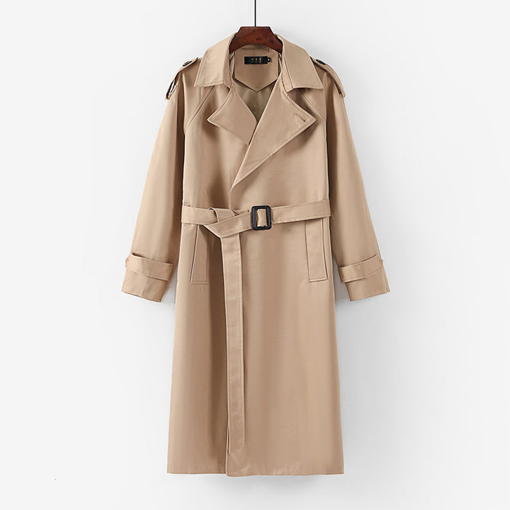 Unisex Longer minimalist trench coat with belt and shoulder epaulets Mune Fashion