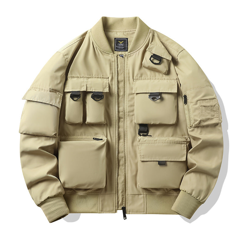 Men's Urban Utility Bomber with Modular Pockets and Zipper Front Mune Fashion