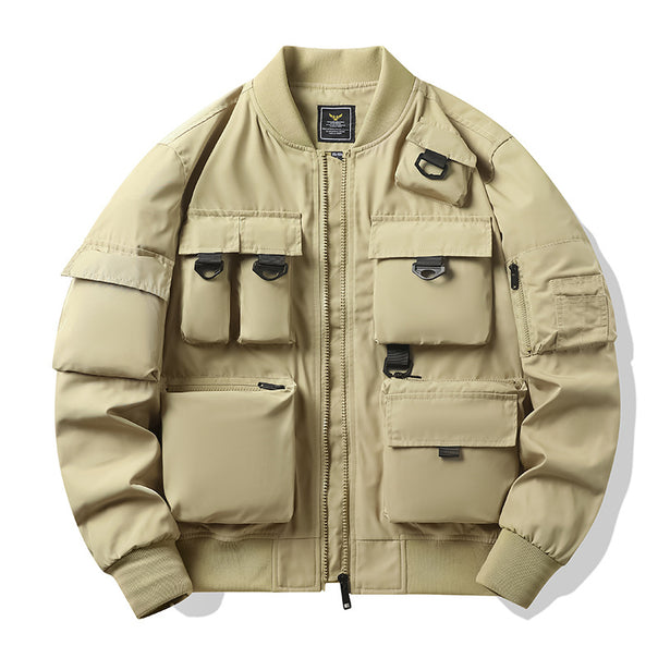Men's Urban Utility Bomber with Modular Pockets and Zipper Front Mune Fashion
