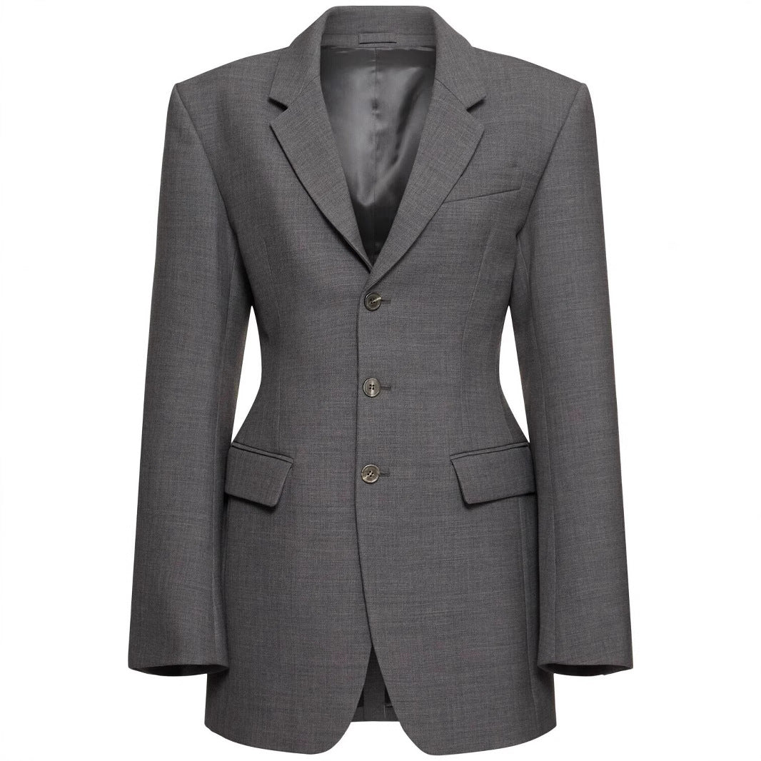 Ladies Oversize Blazer with long silhouette and distinctive shoulder section Mune Fashion