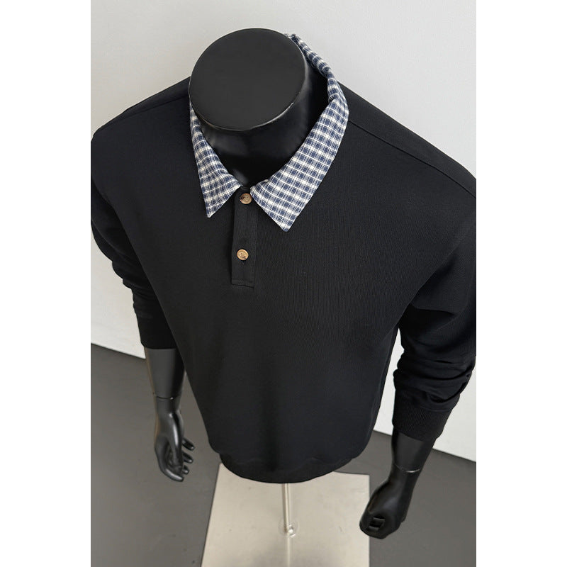 Men's Sports Sweatshirt with Collar and Shoulder Strap Mune Fashion