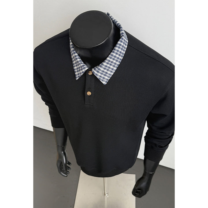 Men's Sports Sweatshirt with Collar and Shoulder Strap Mune Fashion