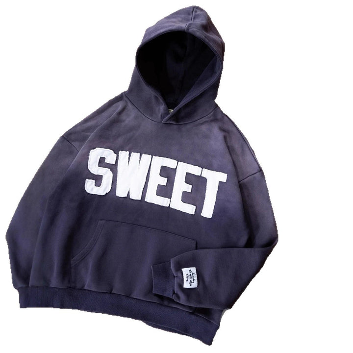 Unisex nan oversized hoodie with appliquéd letter patches and kangaroo pocket Mune Fashion