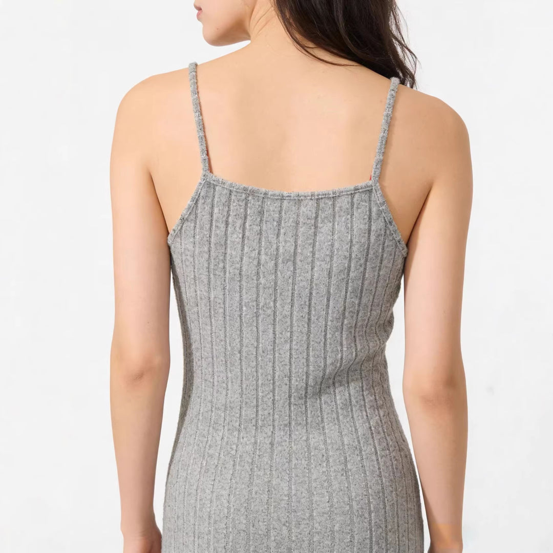 Women's Ribbed Knit Dress with Matching Short Cardigan Drune