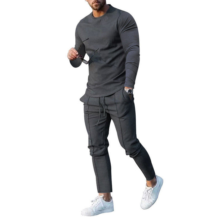 Men's athletic long sleeve and seam detail jogging pants set with slim fit Mune Fashion
