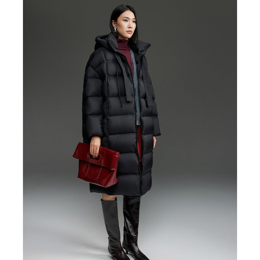Women's Oversized Padded Down Coat with Hood and Extended Silhouette Mune Fashion