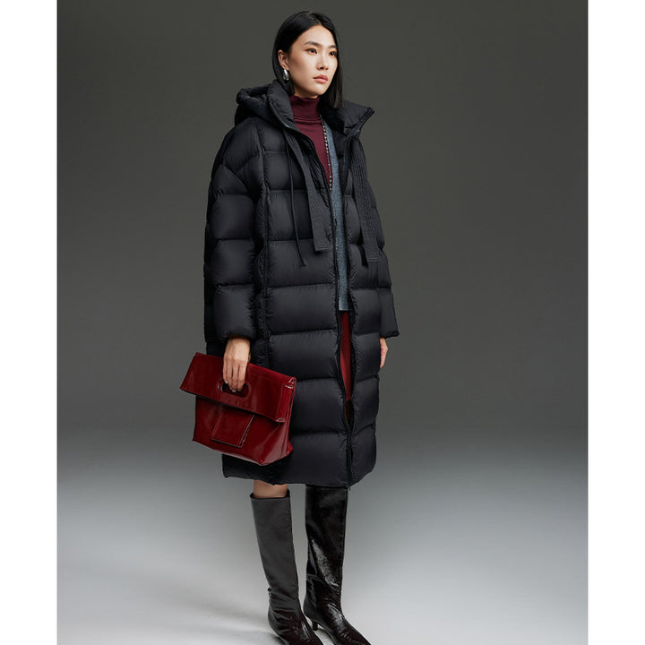 Women's Oversized Padded Down Coat with Hood and Extended Silhouette Mune Fashion