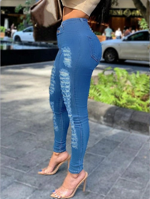 Women's sculpting high-waist skinny jeans with intense ripped front and super stretch Mune Fashion
