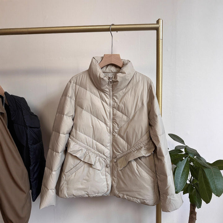 Women's quilted parka with stand-up collar, tailored ruffle detail and thermal insulation Mune Fashion