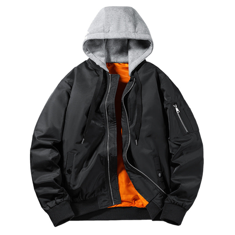 Men's bomber jacket with integrated hood, arm pocket and contrast lining Mune Fashion