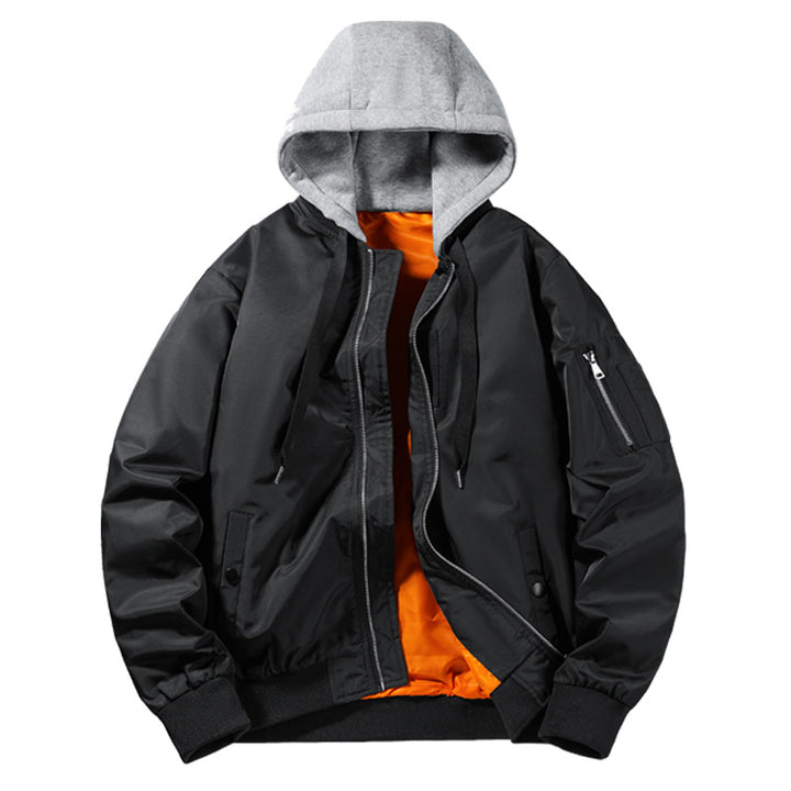 Men's bomber jacket with integrated hood, arm pocket and contrast lining Mune Fashion