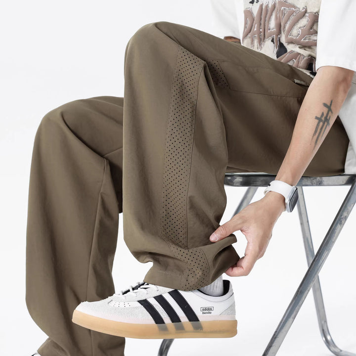 Men's Breathable Leisure Pants with Perforated Side Inserts