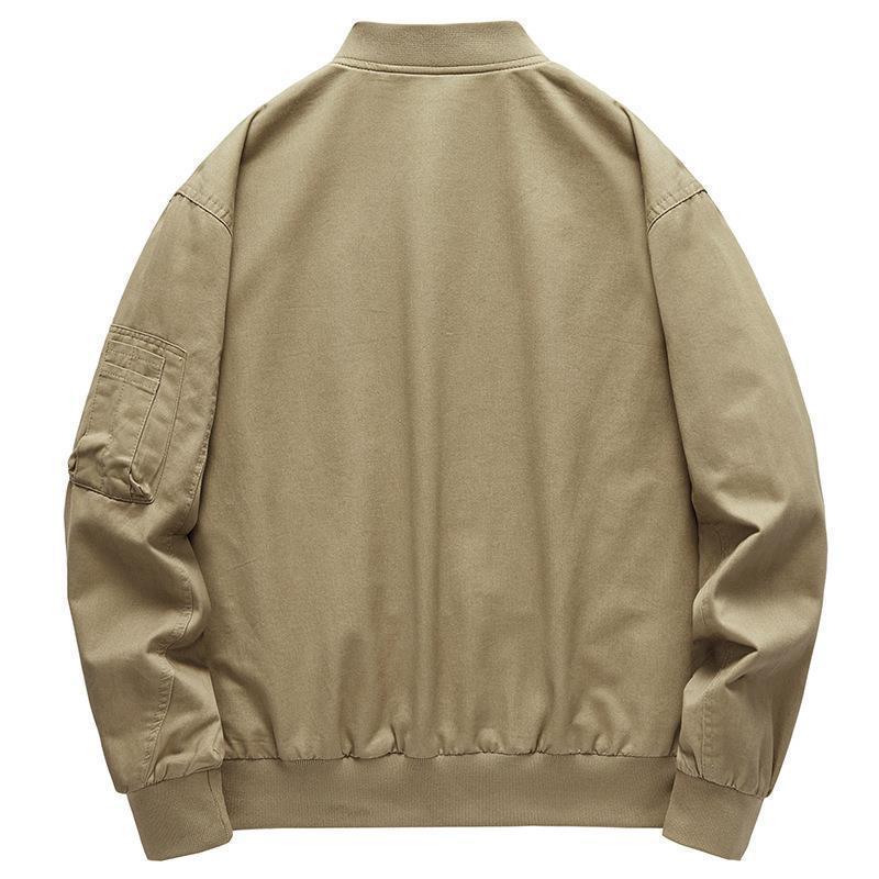 Men's Lightweight Flight Bomber Jacket in Utility Canvas with Arm Pocket and Patch Flap Pockets Mune Fashion