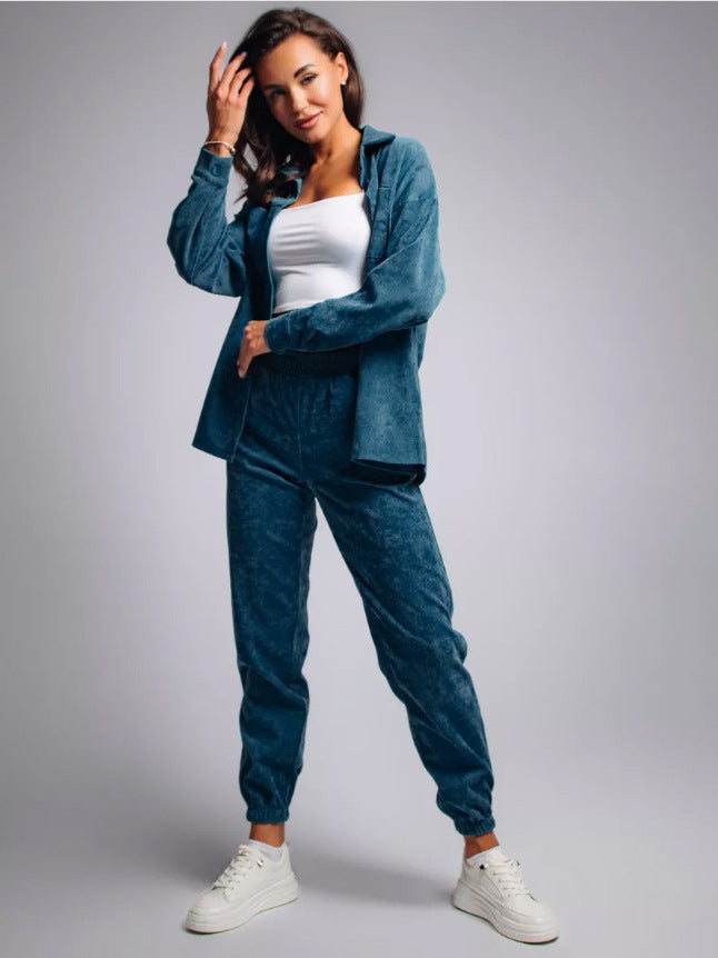 Women's oversized cord set with shirt jacket and elastic jog pants Mune Fashion