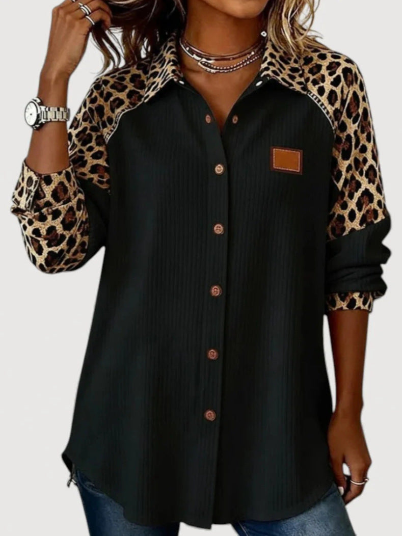 Women’s Fashion Long Sleeve Shirt with Animal Print