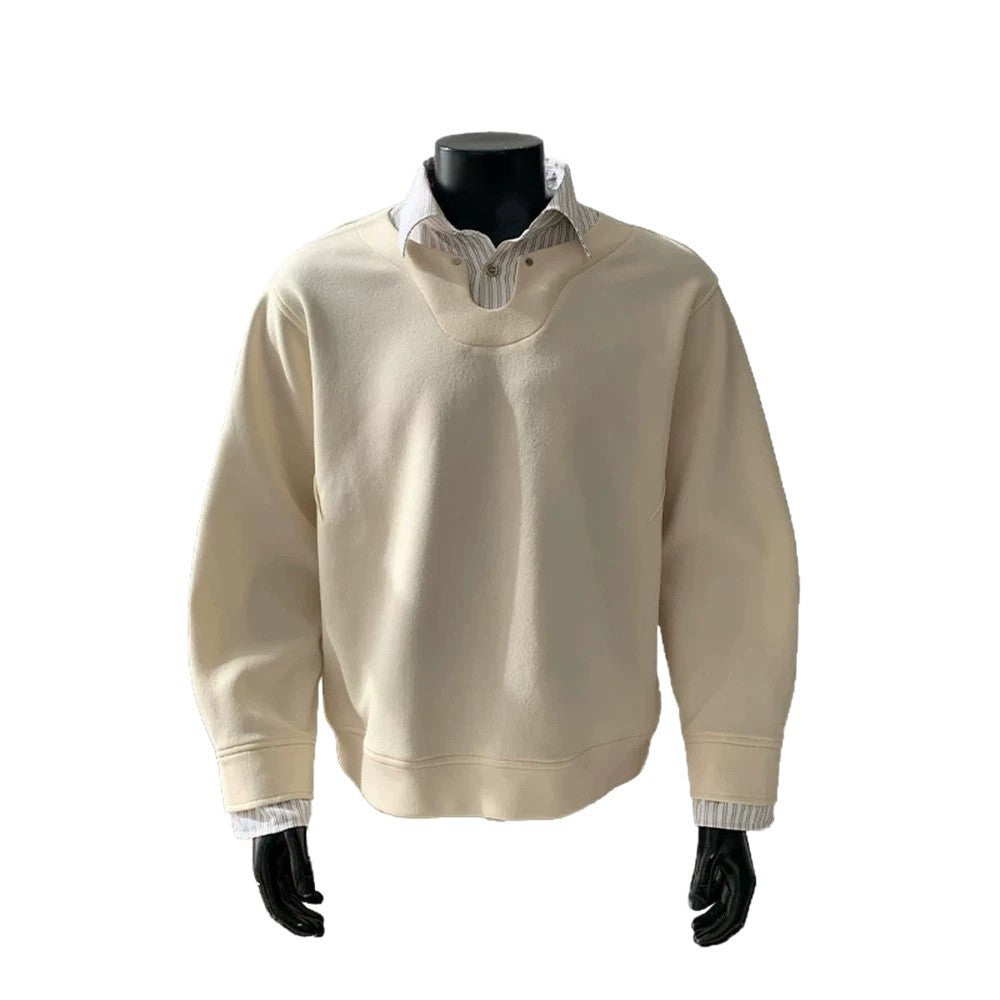 Men's Oversized Sweatshirt with V-Notch Collar and Drop Shoulder Mune Fashion