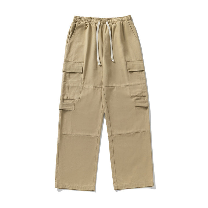 Unisex Wide Cargo Pants with Elastic Waistband, Drawstring, and Multiple Pockets Mune Fashion