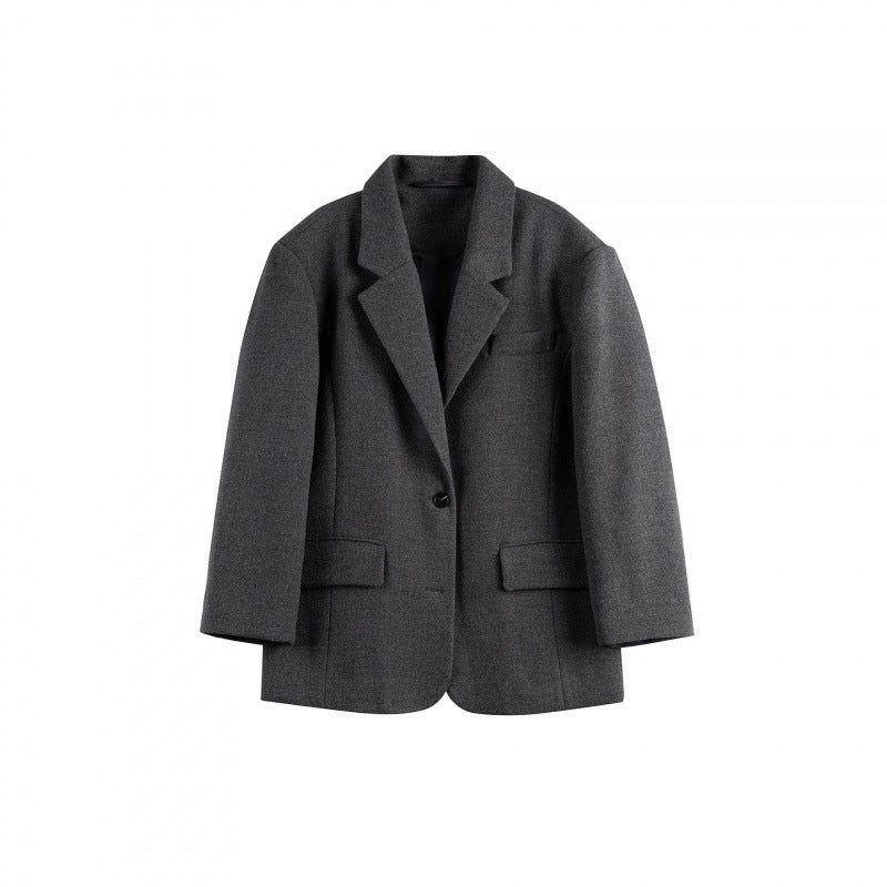 Women's Oversize Blazer in Boxy Cut with Lapel Collar and Flap Pockets Mune Fashion
