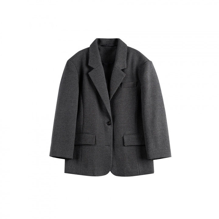 Women's Oversize Blazer in Boxy Cut with Lapel Collar and Flap Pockets Mune Fashion