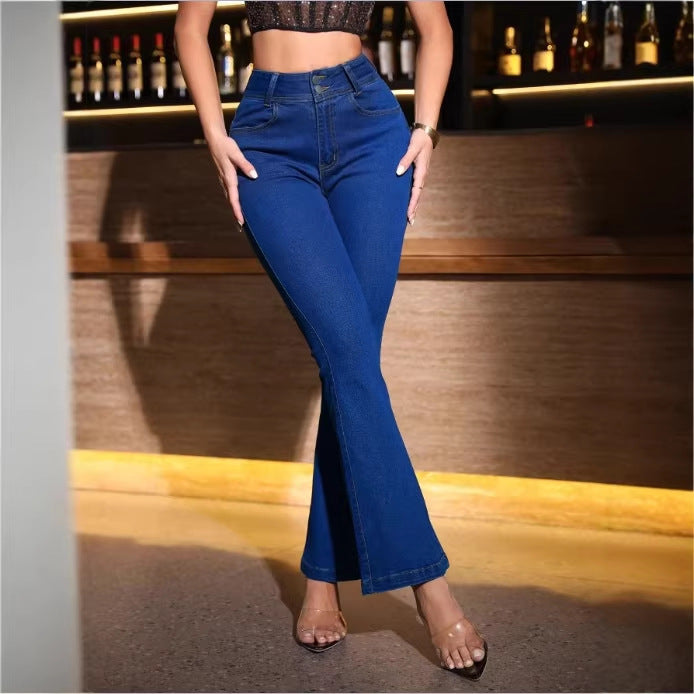 Women Sculpting High-Waist Bootcut Jeans with Sculpting Stretch Waistband Mune Fashion