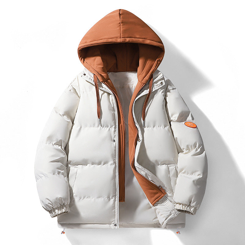 Men's Dual-Layer Puffer Jacket with Integrated Hooded Sweat Layer and Thermo Lining Mune Fashion