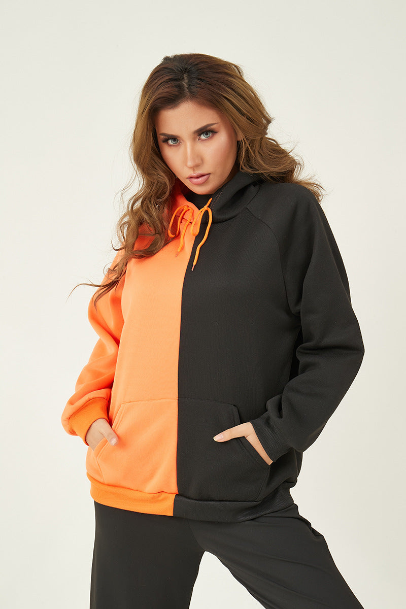 Women's hoodie with contrasting block design, oversized cut and kangaroo pocket Mune Fashion