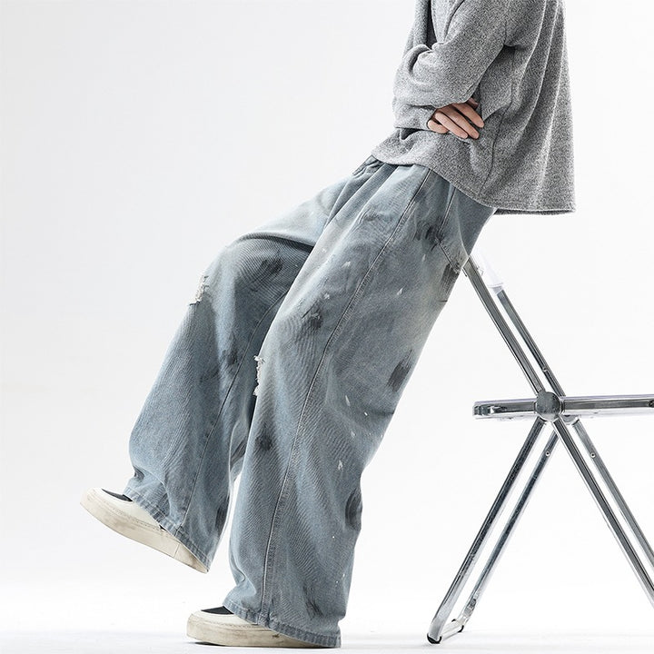 Men's Extra Wide Baggy Jeans in Vintage Used Look with Distressed Details Mune Fashion