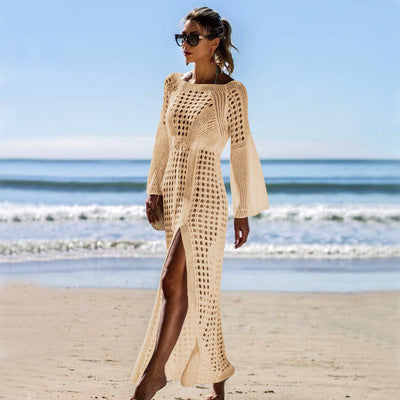 Women's crocheted beach cover-up with long sleeves Mune Fashion