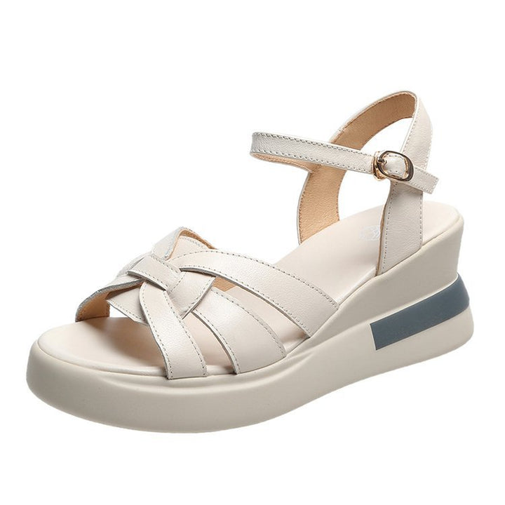Women's platform sandals with braided upper, adjustable ankle strap, and viscoelastic insole Mune Fashion