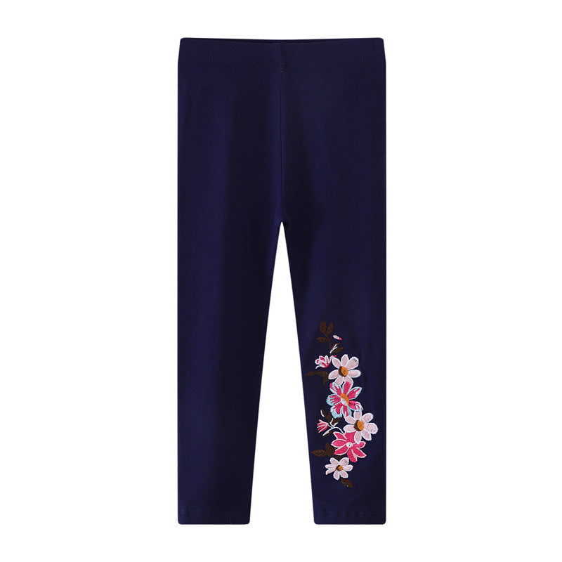 Girls' leggings with floral embroidery design Mune Fashion