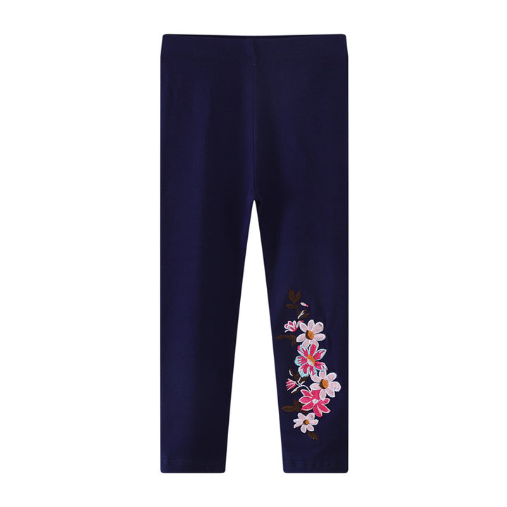 Girls' leggings with floral embroidery design Mune Fashion