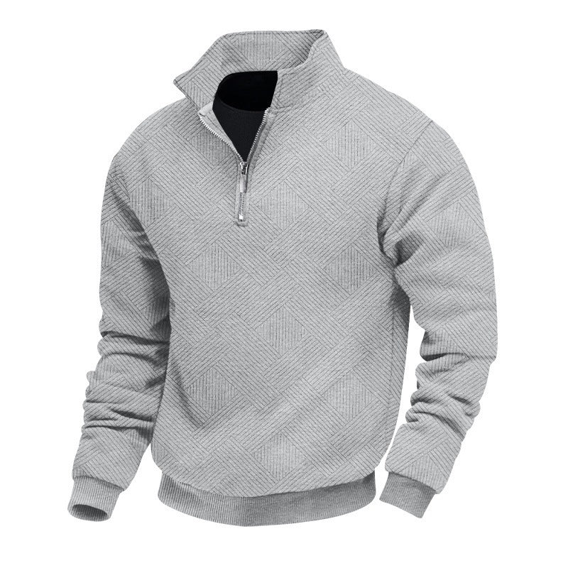 Men's half-zip pullover with geometric waffle structure Mune Fashion
