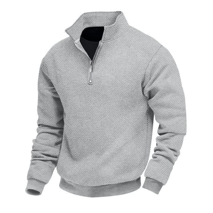 Men's half-zip pullover with geometric waffle structure Mune Fashion