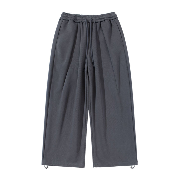 Unisex Wide Cropped Jogging Pants with Drawstring Waistband, Side Pockets and Adjustable Hem