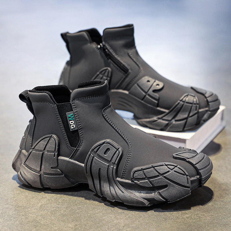 Men's robust technical Chelsea boots with neoprene-like shaft, side zipper and profiled off-road outsole Mune Fashion