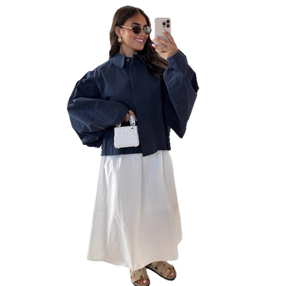 Women Boxy Cropped Short Jacket with Voluminous Balloon Sleeves Mune Fashion