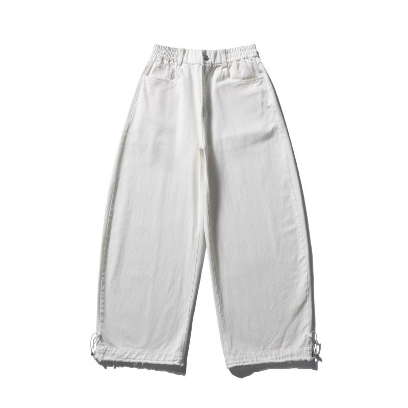 Women Wide High Waist Balloon Pants with Elastic Waistband, Side Pockets, and Drawstring Hem Mune Fashion