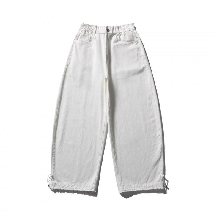 Women Wide High Waist Balloon Pants with Elastic Waistband, Side Pockets, and Drawstring Hem Mune Fashion