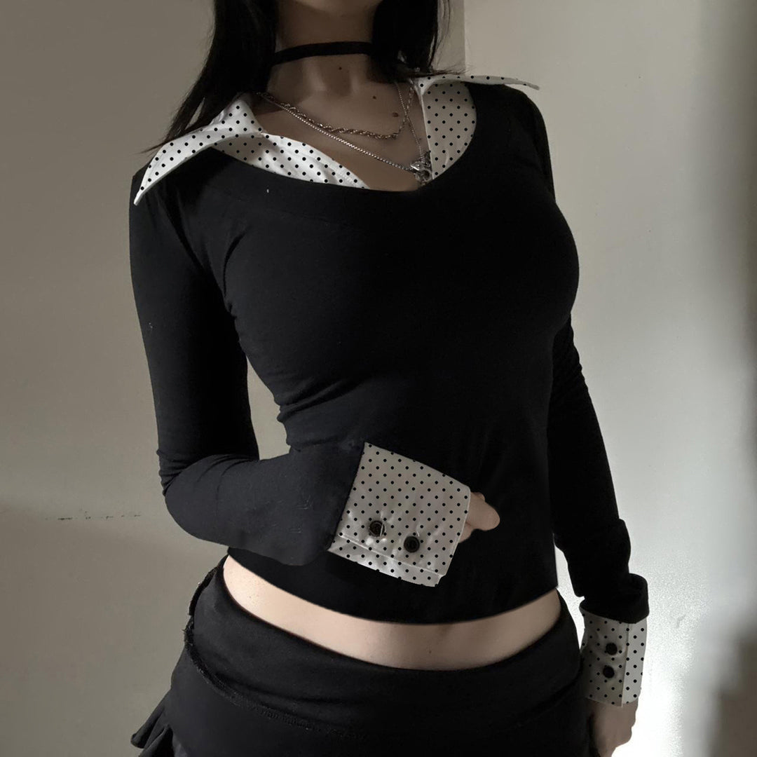 Women's fitted check blouse with concealed button placket and shaped waist seam Mune Fashion