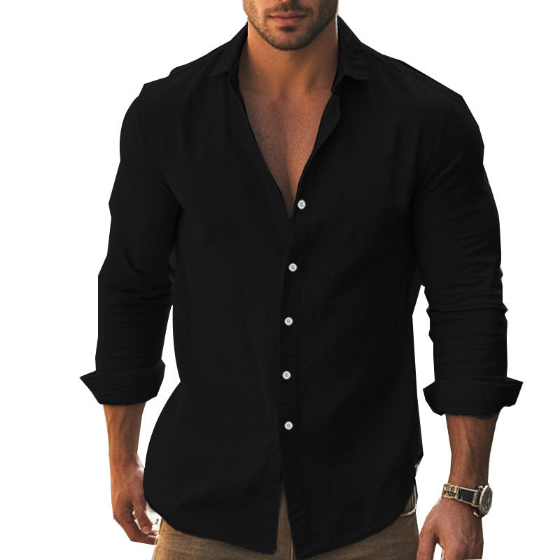Men's Elegant Long Sleeve Shirt with Modern Collar and High-Quality Cotton Texture Mune Fashion