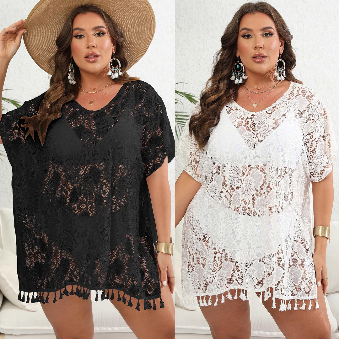 Women's airy crochet tunic with fringed hem Mune Fashion