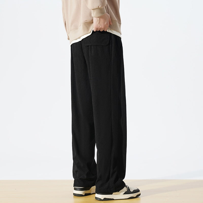 Men's Casual Corduroy Pants with Elastic Waist and Side Pockets Mune Fashion