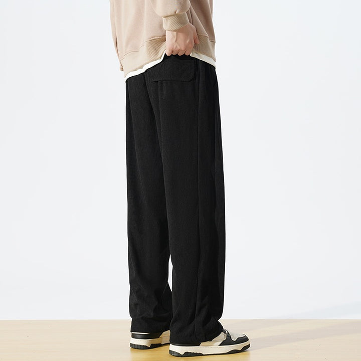 Men's Casual Corduroy Pants with Elastic Waist and Side Pockets Mune Fashion