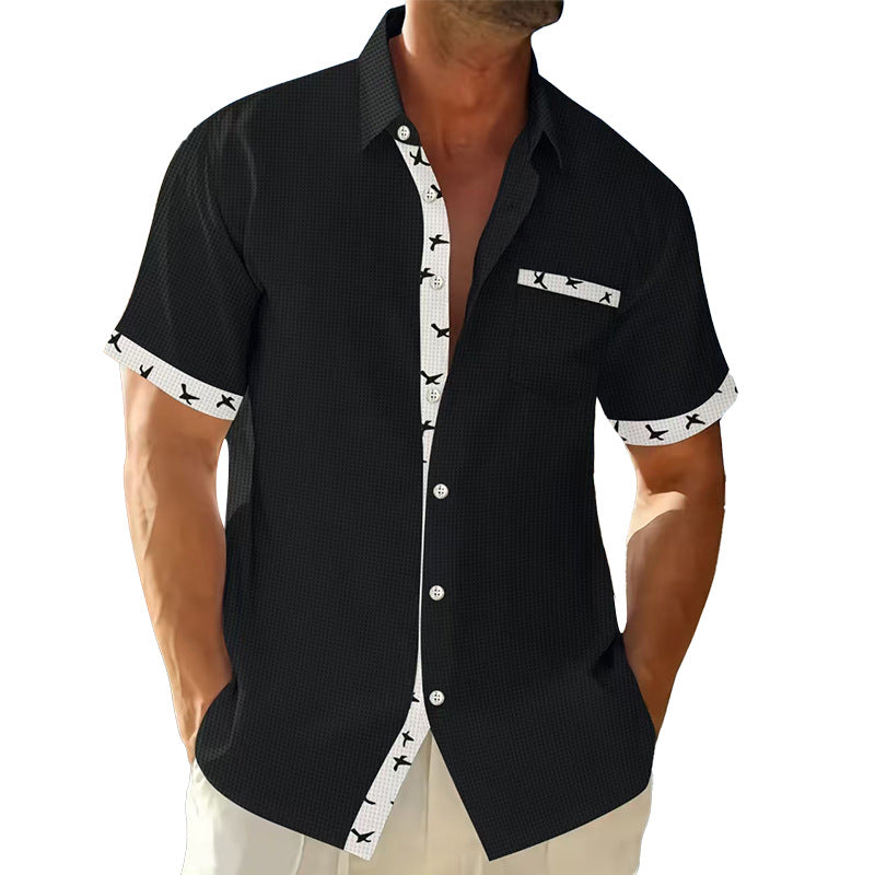 Men's structured short-sleeve shirt with chest pocket and contrast trim Mune Fashion